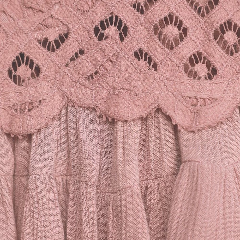 Free People Adella Cami Mauve Pink Lace Ruffle Tank Top Women’s Size M - Picture 3 of 6